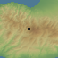 Shaded relief of the 55 km around Lemithou, drawn from the GMTED2010 grid