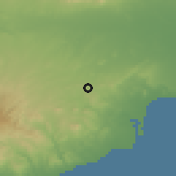 Shaded relief of the 55 km around Lympia, drawn from the GMTED2010 grid
