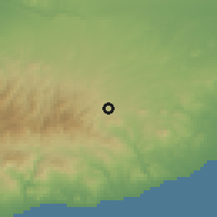 Shaded relief of the 55 km around Lythrodontas, drawn from the GMTED2010 grid