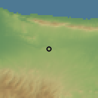 Shaded relief of the 55 km around Mammari, drawn from the GMTED2010 grid