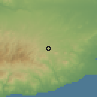 Shaded relief of the 55 km around Mathiatis, drawn from the GMTED2010 grid