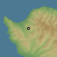 Shaded relief of the 55 km around Meladeia, drawn from the GMTED2010 grid