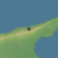 Shaded relief of the 55 km around Mersinlik, drawn from the GMTED2010 grid