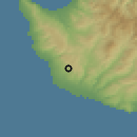 Shaded relief of the 55 km around Mesa Chorio, drawn from the GMTED2010 grid