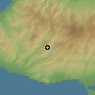 Shaded relief of the 55 km around Mesana, drawn from the GMTED2010 grid