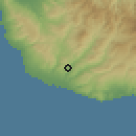 Shaded relief of the 55 km around Nata, drawn from the GMTED2010 grid