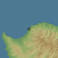 Shaded relief of the 55 km around Nea Dimmata, drawn from the GMTED2010 grid