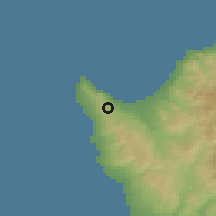 Shaded relief of the 55 km around Neo Chorio, drawn from the GMTED2010 grid