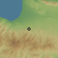 Shaded relief of the 55 km around Nikitari, drawn from the GMTED2010 grid