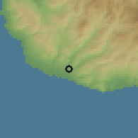 Shaded relief of the 55 km around Nikokleia, drawn from the GMTED2010 grid
