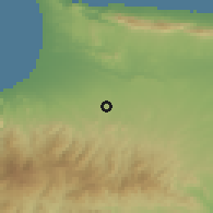 Shaded relief of the 55 km around Orounta, drawn from the GMTED2010 grid