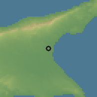 Shaded relief of the 55 km around Ötüken, drawn from the GMTED2010 grid