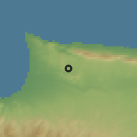 Shaded relief of the 55 km around Özhan, drawn from the GMTED2010 grid