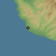 Shaded relief of the 55 km around Pafos, drawn from the GMTED2010 grid