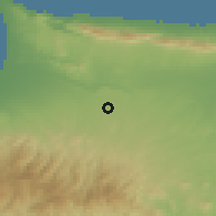 Shaded relief of the 55 km around Palaiometocho, drawn from the GMTED2010 grid
