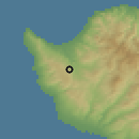 Shaded relief of the 55 km around Pano Akourdaleia, drawn from the GMTED2010 grid