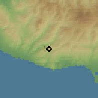 Shaded relief of the 55 km around Pano Archimandrita, drawn from the GMTED2010 grid