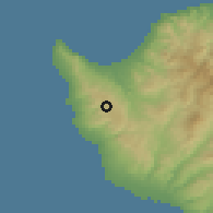 Shaded relief of the 55 km around Pano Arodes, drawn from the GMTED2010 grid