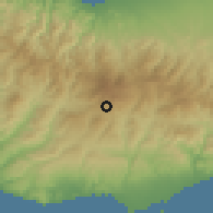 Shaded relief of the 55 km around Pano Platres, drawn from the GMTED2010 grid