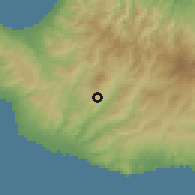 Shaded relief of the 55 km around Pentalia, drawn from the GMTED2010 grid