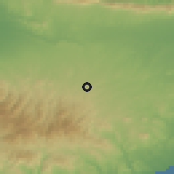 Shaded relief of the 55 km around Pera, drawn from the GMTED2010 grid