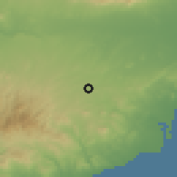 Shaded relief of the 55 km around Pera Chorio, drawn from the GMTED2010 grid
