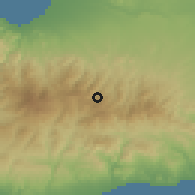 Shaded relief of the 55 km around Platanistasa, drawn from the GMTED2010 grid