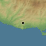 Shaded relief of the 55 km around Platanisteia, drawn from the GMTED2010 grid