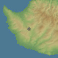 Shaded relief of the 55 km around Polemi, drawn from the GMTED2010 grid