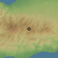 Shaded relief of the 55 km around Agros, drawn from the GMTED2010 grid