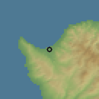 Shaded relief of the 55 km around Polis, drawn from the GMTED2010 grid