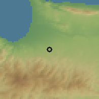 Shaded relief of the 55 km around Potami, drawn from the GMTED2010 grid
