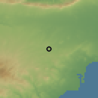 Shaded relief of the 55 km around Potamia, drawn from the GMTED2010 grid