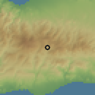 Shaded relief of the 55 km around Potamitissa, drawn from the GMTED2010 grid
