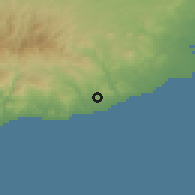 Shaded relief of the 55 km around Psematismenos, drawn from the GMTED2010 grid