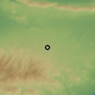 Shaded relief of the 55 km around Psimolofou, drawn from the GMTED2010 grid