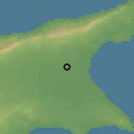 Shaded relief of the 55 km around Sandallar, drawn from the GMTED2010 grid
