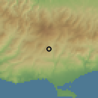 Shaded relief of the 55 km around Silikou, drawn from the GMTED2010 grid