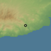 Shaded relief of the 55 km around Skarinou, drawn from the GMTED2010 grid