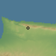 Shaded relief of the 55 km around Akçiçek, drawn from the GMTED2010 grid