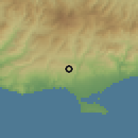 Shaded relief of the 55 km around Souni-Zanakia, drawn from the GMTED2010 grid