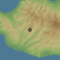 Shaded relief of the 55 km around Statos-Agios Fotios, drawn from the GMTED2010 grid