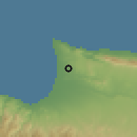 Shaded relief of the 55 km around Akdeniz, drawn from the GMTED2010 grid
