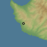 Shaded relief of the 55 km around Tala, drawn from the GMTED2010 grid
