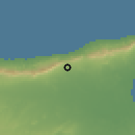 Shaded relief of the 55 km around Tirmen, drawn from the GMTED2010 grid