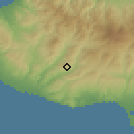 Shaded relief of the 55 km around Trachypedoula, drawn from the GMTED2010 grid