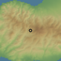 Shaded relief of the 55 km around Treis Elies, drawn from the GMTED2010 grid