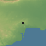 Shaded relief of the 55 km around Troulloi, drawn from the GMTED2010 grid