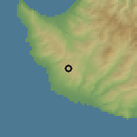 Shaded relief of the 55 km around Tsada, drawn from the GMTED2010 grid