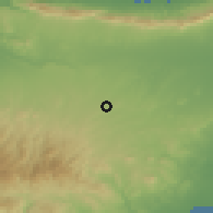 Shaded relief of the 55 km around Tseri, drawn from the GMTED2010 grid